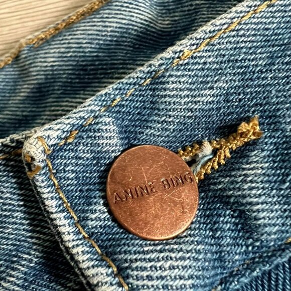 Anine Bing Embroidered Flowers Jeans Women's size 28/W30 Straight Leg High Rise - Picture 5 of 11